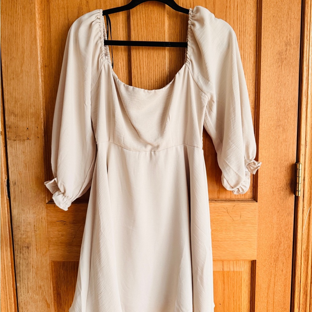 Forever 21 Cream Long Sleeve Dress